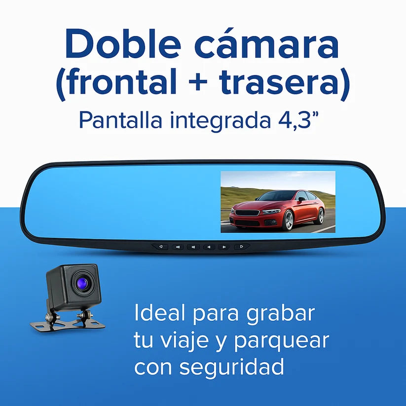 DriveVision Smart 5 EN 1 | Espejo Retrovisor con Cámara Delantera para Auto