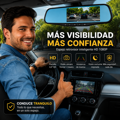 DriveVision Smart 5 EN 1 | Espejo Retrovisor con Cámara Delantera para Auto