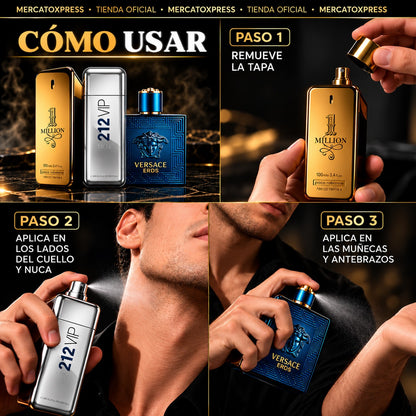 Kit Premium de 3 Perfumes para Hombre + Atomizador Recargable