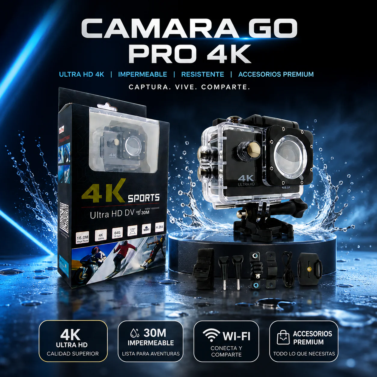 🔥 LIQUIDACIÓN DE STOCK: - CÁMARA GOPRO 4K + FUNDA ULTRARRESISTENTE DE REGALO - [PROMOCIÓN DE CUMPLEAÑOS]